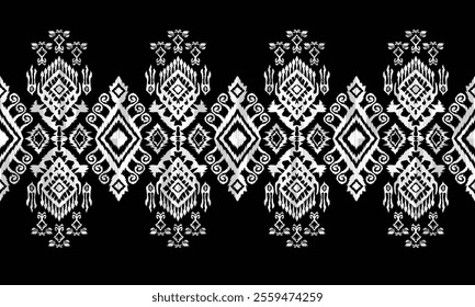 Ethnic motifs pattern for background, carpet, wallpaper, clothing, wrapping, batik, fabric, embroidery style vector illustration.Monochromatic Colors.