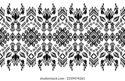 Ethnic motifs pattern for background, carpet, wallpaper, clothing, wrapping, batik, fabric, embroidery style vector illustration.Monochromatic Colors.