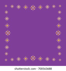 Ethnic motifs text frame graphic design elements, embroidery style card borders. Native american motif with mayan symbols, navajo pattern, folk art. Traditional frame vector ornament.