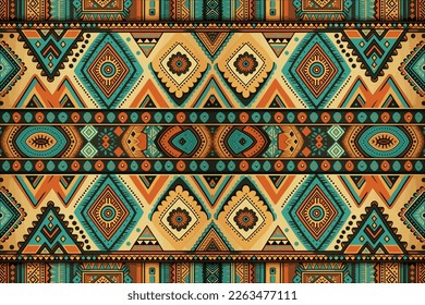 Ethnic multicolor seamless pattern. Abstract traditional folk old ancient antique tribal ethnic graphic line. Ornate elegant luxury vintage retro style for texture textile fabric background wallpaper.