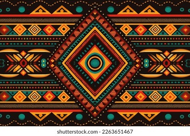Ethnic multicolor seamless pattern. Abstract traditional folk old ancient antique tribal ethnic graphic line. Ornate elegant luxury vintage retro style for texture textile fabric background wallpaper.