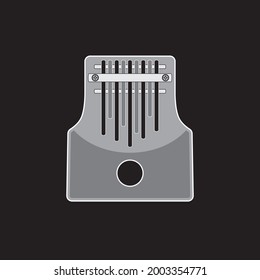 Ethnic musical instrument 9-note kalimba on black background - flat design