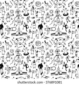 Ethnic musicians - seamless background