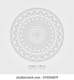 Ethnic mystical pattern with triangle and circles. Mandala Ethnic circle ornament.  Black and white ornament