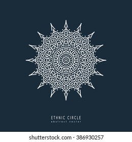 Ethnic mystical pattern with triangle and circles. Mandala Ethnic circle ornament. Sacred geometry icons of sun.