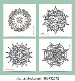 Ethnic mystical pattern with triangle and circles. Mandala Ethnic circle ornament. Sacred geometry icons of sun.