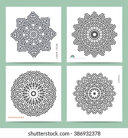Ethnic mystical pattern with triangle and circles. Mandala Ethnic circle ornament. Sacred geometry icons of sun.