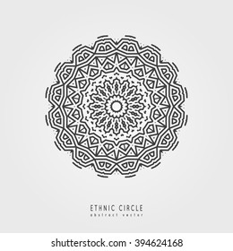 Ethnic mystical pattern with triangle and circles. Mandala Ethnic circle ornament.