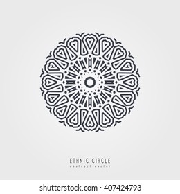 Ethnic mystical pattern with triangle and circles. Mandala Ethnic circle ornament.
