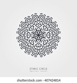 Ethnic mystical pattern with triangle and circles. Mandala Ethnic circle ornament.