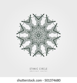 Ethnic mystical pattern with triangle and circles. Mandala Ethnic circle ornament. Sacred geometry icons of sun.