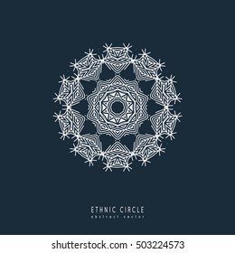 Ethnic mystical pattern with triangle and circles. Mandala Ethnic circle ornament. Sacred geometry icons of sun.