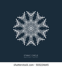 Ethnic mystical pattern with triangle and circles. Mandala Ethnic circle ornament. Sacred geometry icons of sun.