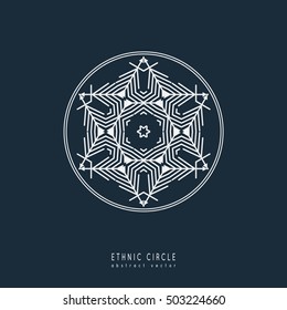 Ethnic mystical pattern with triangle and circles. Mandala Ethnic circle ornament. Sacred geometry icons of sun.