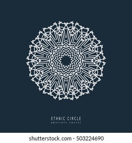 Ethnic mystical pattern with triangle and circles. Mandala Ethnic circle ornament. Sacred geometry icons of sun.