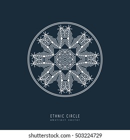 Ethnic mystical pattern with triangle and circles. Mandala Ethnic circle ornament. Sacred geometry icons of sun.
