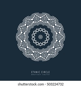 Ethnic mystical pattern with triangle and circles. Mandala Ethnic circle ornament. Sacred geometry icons of sun.