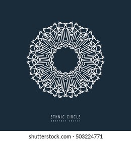 Ethnic mystical pattern with triangle and circles. Mandala Ethnic circle ornament. Sacred geometry icons of sun.