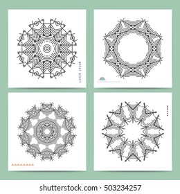 Ethnic mystical pattern with triangle and circles. Mandala Ethnic circle ornament. Sacred geometry icons of sun.