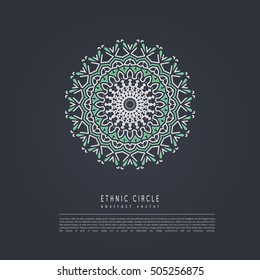 Ethnic mystical pattern with triangle and circles. Mandala Ethnic circle ornament. Sacred geometry icons of sun.