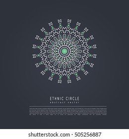 Ethnic mystical pattern with triangle and circles. Mandala Ethnic circle ornament. Sacred geometry icons of sun.