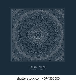 Ethnic mystical pattern with triangls, circles and thin lines. Mandala Ethnic circle ornament.