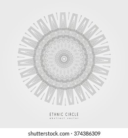 Ethnic mystical pattern with triangls, circles and thin lines. Mandala Ethnic circle ornament.