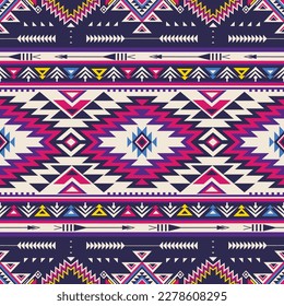 Ethnic native american aztec ornament geometric indian seamless pattern textile embroidery najavo folk artistic tribe tribal fabric trendy
