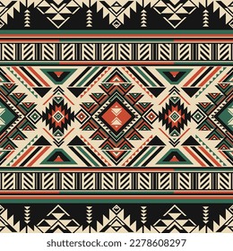 Nativos de etnia americana azteca ornamento geométrico indio sin costura bordado textil najavo tribu artística tejido tribal moda