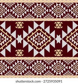 Fondo de Vector de estilo nativo americano étnico con motivo tradicional navajo en Borgoña y gris