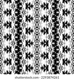 Ethnic Native Art Pattern. Black Color Ethnic Boho Vector. Black Colour Art Scribble Texture. Simple Bohemian Pattern. Doodle Wavy Dark Print. Tribal Ink Doodle Batik. Seamless Dark Native Design
