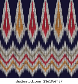 Ethnic native Aztec ornament geometric Indian seamless pattern on navy background