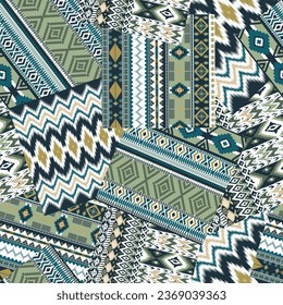 Ethnic native Aztec ornament geometric patchwork pattern on background