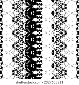 Ethnic Native Ink Pattern. Tribal Dark Doodle Batik. Black Color Zig Zag Pattern. Simple Ethnic Wavy Vector. Black Colour Ink Scribble Textile. Doodle Line Art Print. Seamless Art Native Design