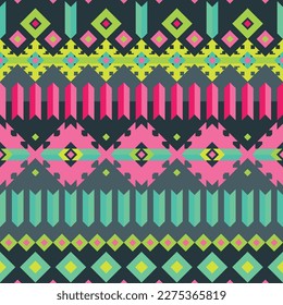patrón nativa nativa sin costura, ilustración vectorial de color brillante