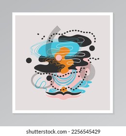 Ilustraciones cuadradas abstractas étnicas y naturales en tonos pastel aisladas en el fondo claro. Se puede utilizar como decoración de pared, postal, afiche, folleto.
