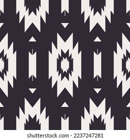 Patrón étnico navajo negro y blanco. Color vectorial blanco y negro en el suroeste de Navajo sin fisuras fondo de patrón. Patrón boho moderno para tela, textil, elementos de decoración casera, tapicería.