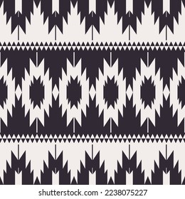 Ethnic Navajo black and white pattern. Vector ethnic southwest Navajo black and white stripes background. Boho seamless pattern use for carpet, rug, tapestry, upholstery, home decoration elements.