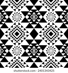  Ethnic navajo seamless pattern native american tribal motif design black and white 