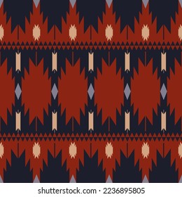 Patrón inquebrantable de la etnia navajo. Vector de color moderno de la etnia del suroeste uso para alfombras, alfombras, tapicería, tapicería, elementos de decoración casera. Diseño de tela de patrón de rayas del suroeste de boho étnico.