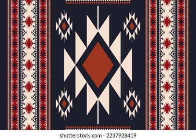 Ethnic Navajo seamless pattern. Vector modern color ethnic southwest pattern use for carpet, rug, tapestry, upholstery, home decoration elements. Ethnic boho southwest border stripes fabric design.