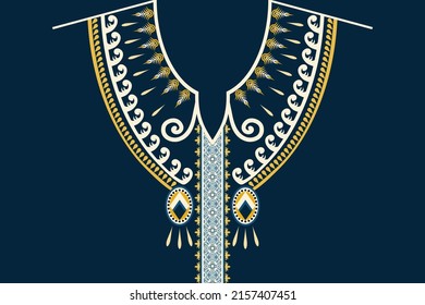 Ethnische Neck Collar Stickerei für Mode und andere Zwecke in Vektorgrafik. Geometrisches orientalisches Muster ethnische traditionelle Blumenketten Stickereien für Modekleidung, T-Shirts im Stammetil.