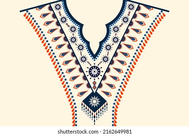 Ethnic Neck Collar Embroidery for fashion and other uses in vector. Geometric oriental pattern ethnic traditional flower necklace embroidery designs for fashion clothes, t-shirts in tribal style.