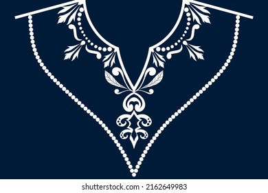Ethnic Neck Collar Embroidery for fashion and other uses in vector. Geometric oriental pattern ethnic traditional flower necklace embroidery designs for fashion clothes, t-shirts in tribal style.