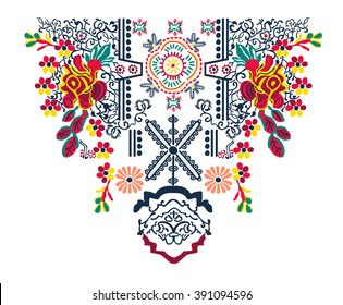 Ethnic Neck Embroidery for fashion and other uses in vector
