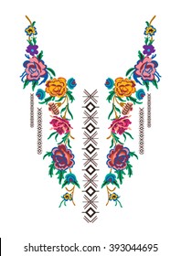 Ethnic Neck Embroidery for fashion and other uses in vector