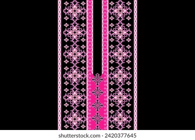 Ethnic neck embroidery luxury geometric traditional pattern. Native Aztec oriental design for neckline, necklace, element, texture, collar decor, decorative, t shirt, neck tie, border design, printing