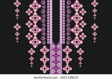 Ethnic neck embroidery native traditional decorative pattern. Motif luxury geometric design for neckline, necklace, border decor, element, texture, printing, fabric, clothing, ornament, fashion