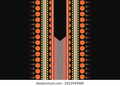 Ethnic neck embroidery native traditional decorative pattern. Motif luxury geometric design for neckline, necklace, border decor, element, texture, printing, fabric, clothing, ornament, fashion