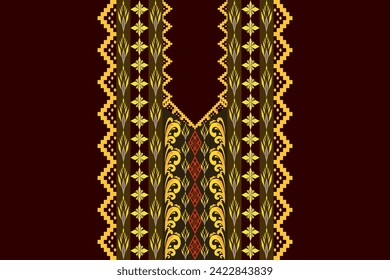 Ethnic neck embroidery native traditional decorative pattern. Motif luxury geometric design for neckline, necklace, border decor, element, texture, printing, fabric, clothing, ornament, fashion